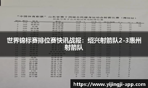 世界锦标赛排位赛快讯战报：绍兴射箭队2-3惠州射箭队